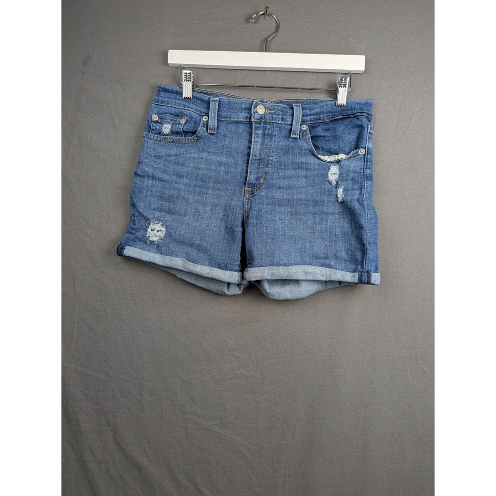 Levi's Mid Length‎ Short W29 Distressed Blue Denim Cuffed Shorts